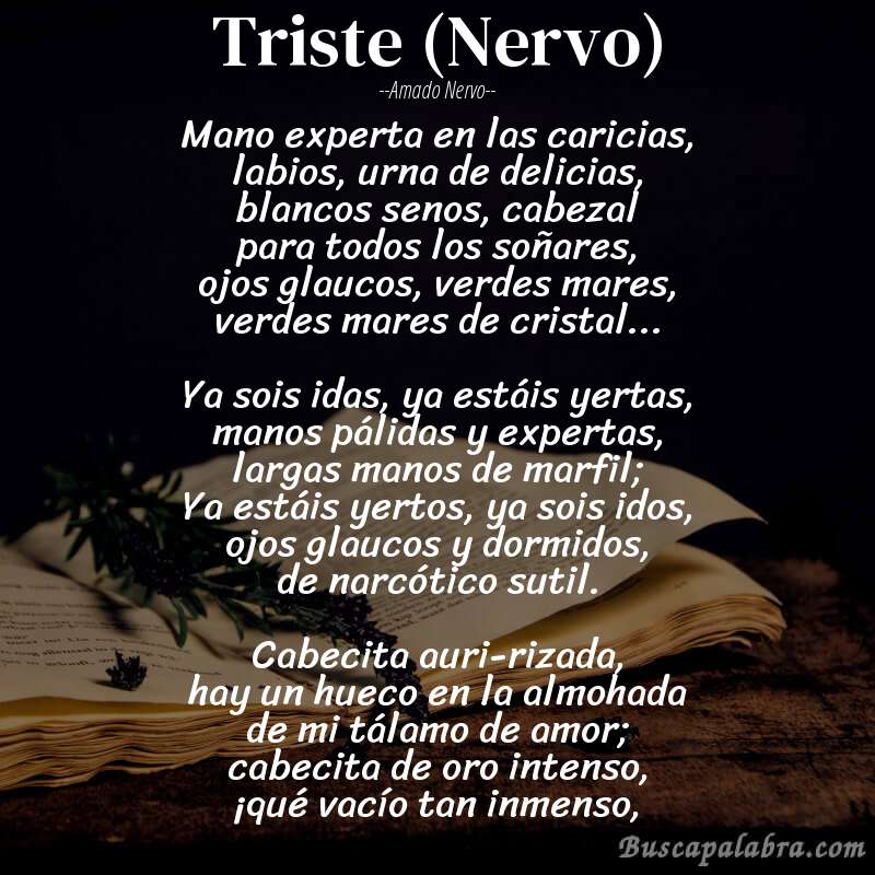 Poema Triste (Nervo) de Amado Nervo con fondo de libro