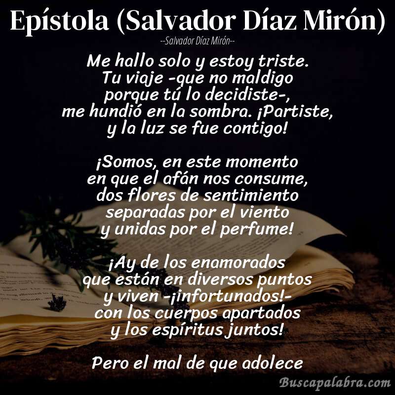 Poema Epístola (Salvador Díaz Mirón) de Salvador Díaz Mirón con fondo de libro