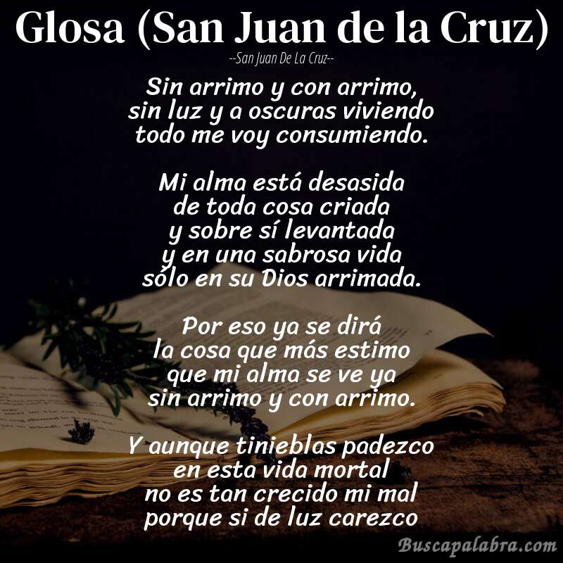 Poema Glosa (San Juan de la Cruz) de San Juan de la Cruz con fondo de libro
