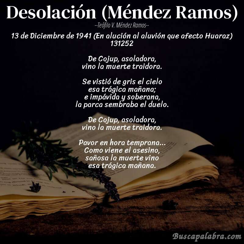 Poema Desolación (Méndez Ramos) de Teófilo V. Méndez Ramos con fondo de libro