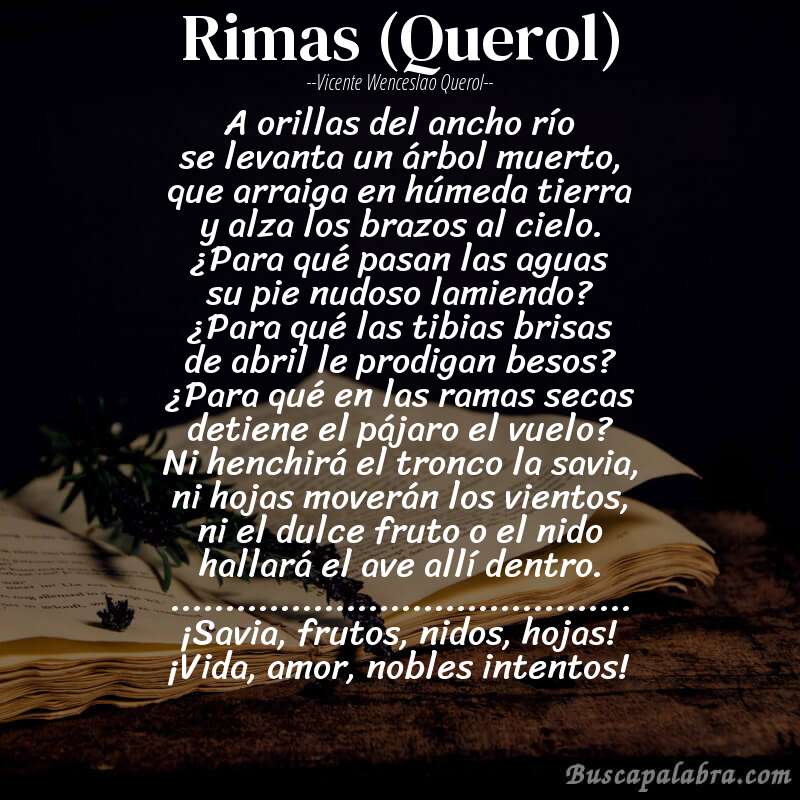 Poema Rimas (Querol) de Vicente Wenceslao Querol con fondo de libro