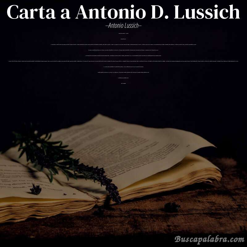 Poema Carta a Antonio D. Lussich de Antonio Lussich con fondo de libro