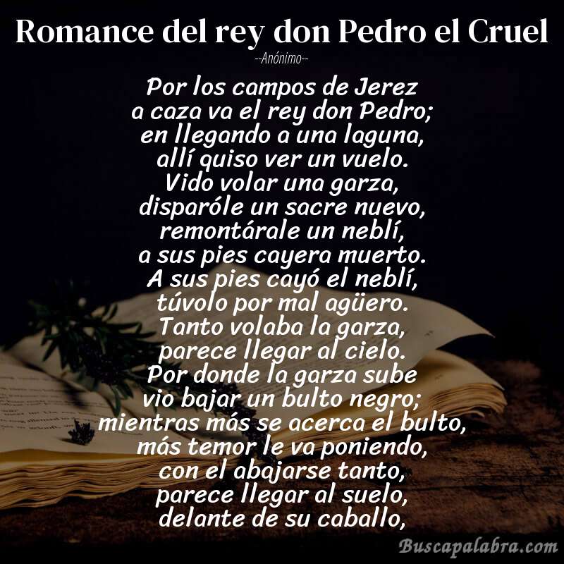 Poema Romance del rey don Pedro el Cruel de Anónimo con fondo de libro