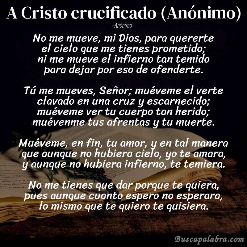 Poema A Cristo crucificado (Anónimo) de Anónimo con fondo de libro