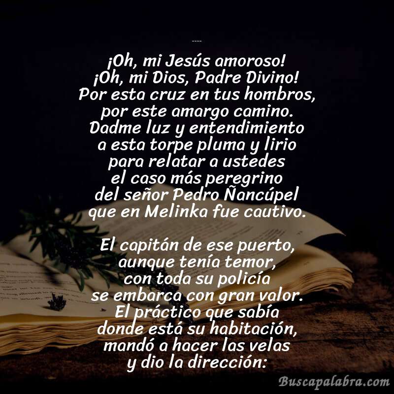 Poema Corrido de Pedro Ñancúpel de Anónimo con fondo de libro