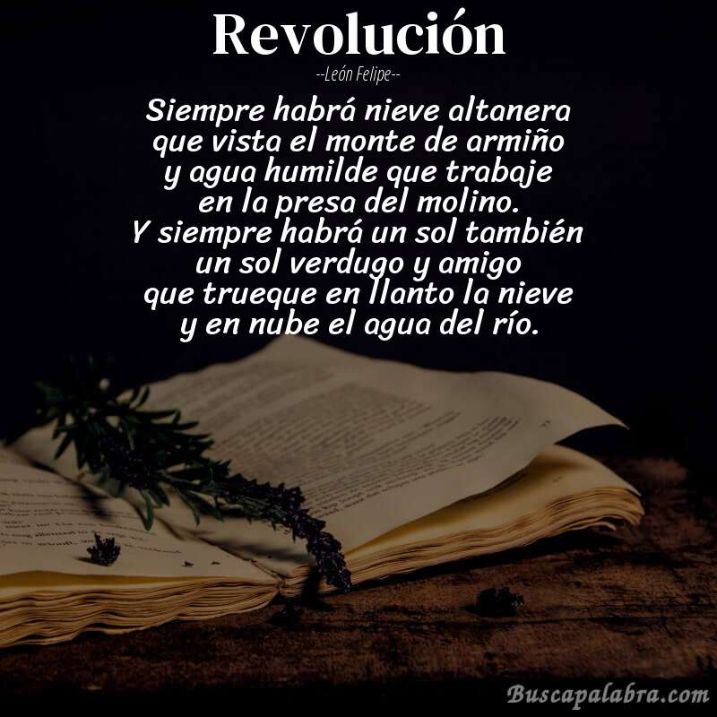 Poema revolución de León Felipe con fondo de libro