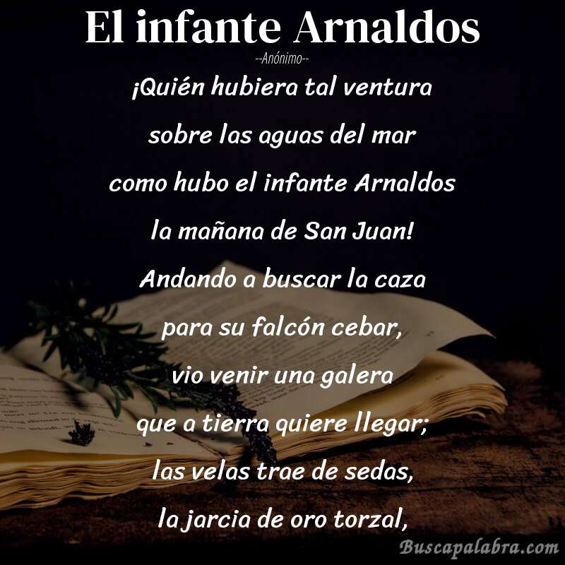 Poema El infante Arnaldos de Anónimo con fondo de libro
