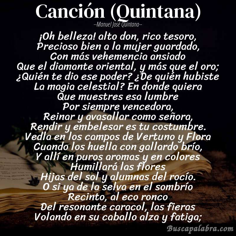 Poema Canción (Quintana) de Manuel José Quintana con fondo de libro