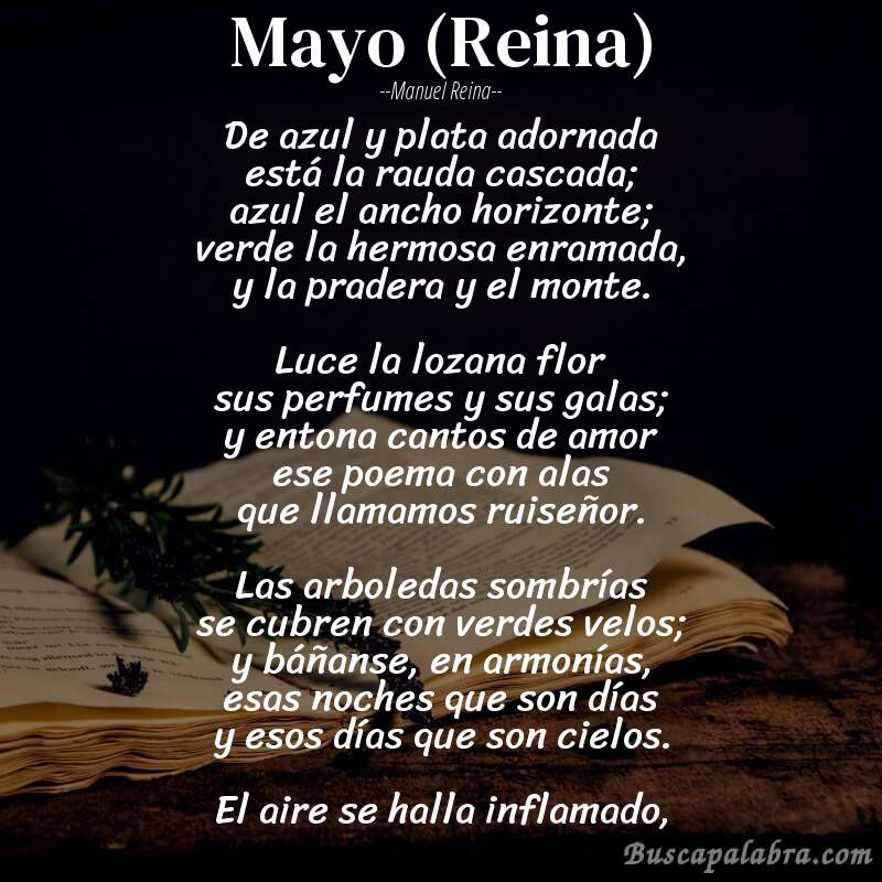 Poema Mayo (Reina) de Manuel Reina con fondo de libro