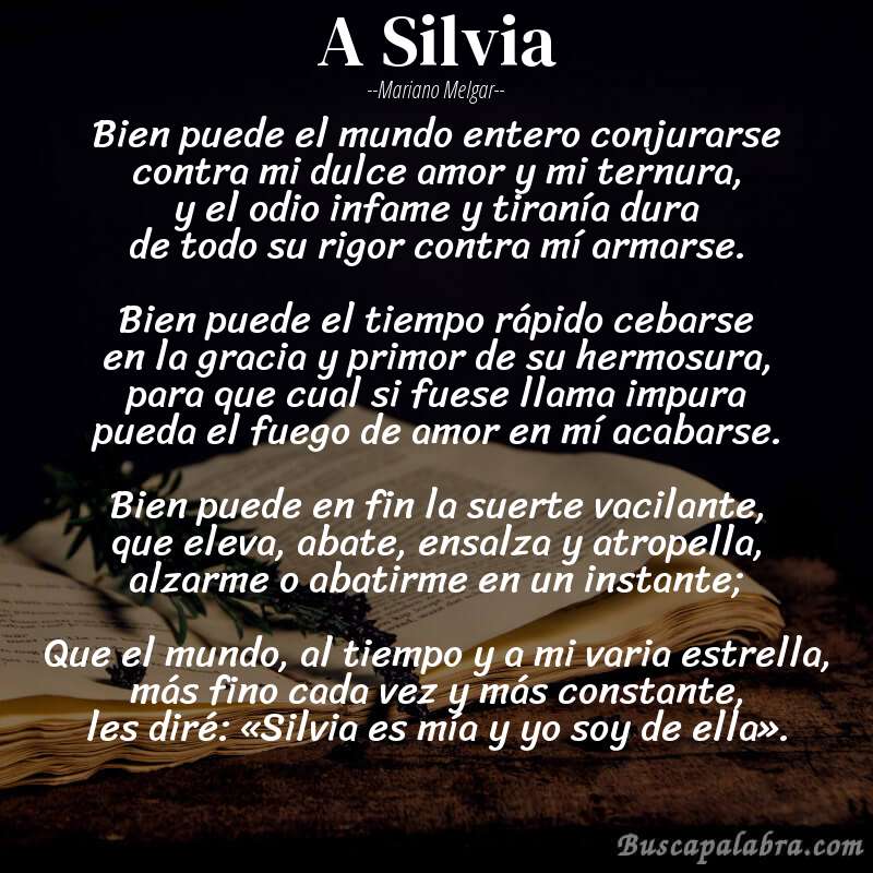 Poema A Silvia de Mariano Melgar con fondo de libro