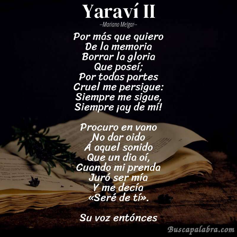 Poema Yaraví II de Mariano Melgar con fondo de libro