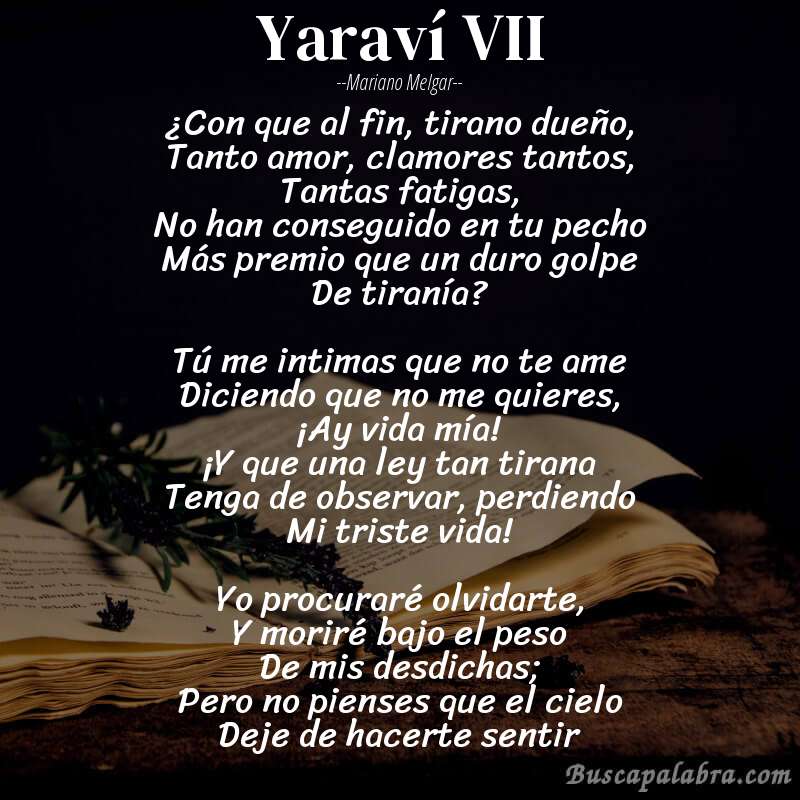 Poema Yaraví VII de Mariano Melgar con fondo de libro