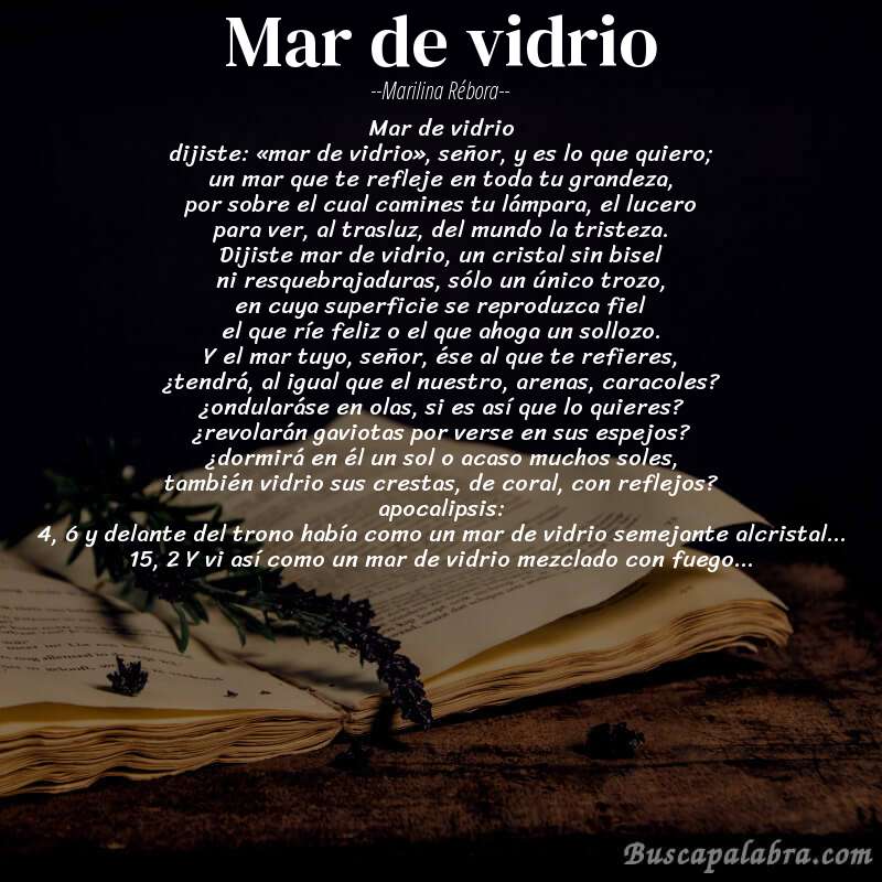 Poema mar de vidrio de Marilina Rébora con fondo de libro