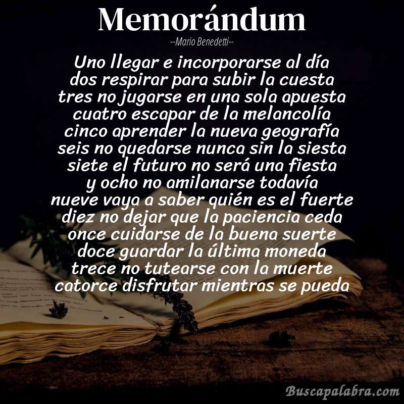 Poema Memorándum De Mario Benedetti Análisis Del Poema