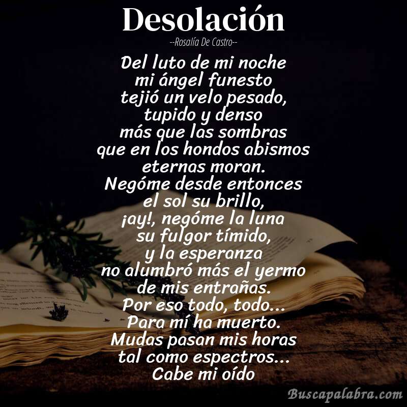Poema desolación de Rosalía de Castro con fondo de libro