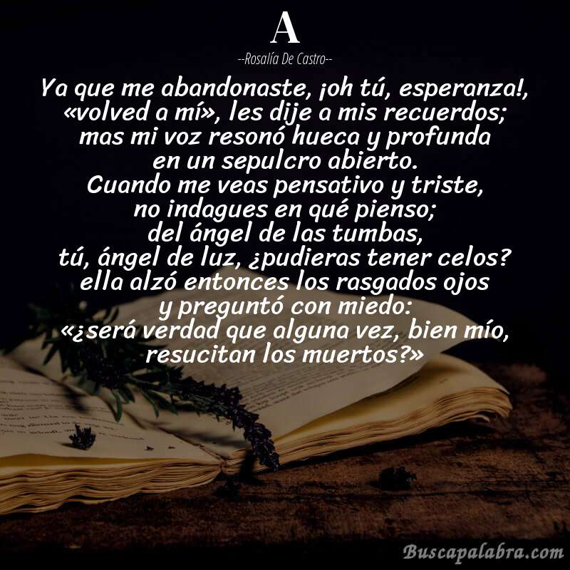 Poema a de Rosalía de Castro con fondo de libro