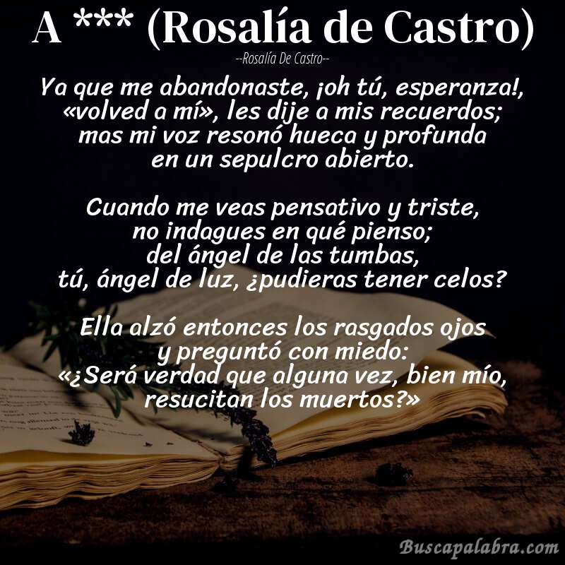 Poema A *** (Rosalía de Castro) de Rosalía de Castro con fondo de libro