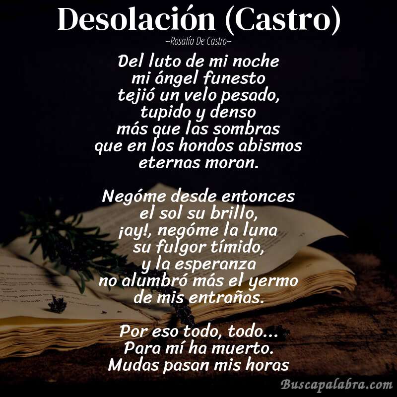 Poema Desolación (Castro) de Rosalía de Castro con fondo de libro