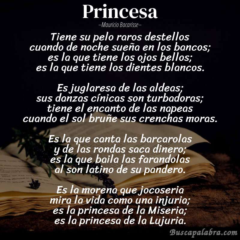 Poema Princesa de Mauricio Bacarisse con fondo de libro