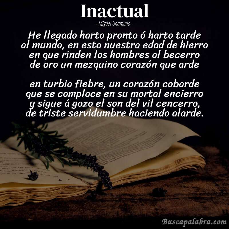 Poema Inactual de Miguel Unamuno con fondo de libro
