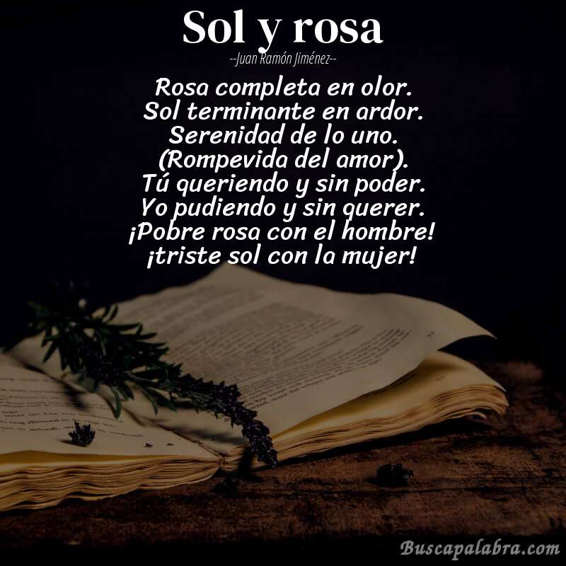 Poema sol y rosa de Juan Ramón Jiménez con fondo de libro