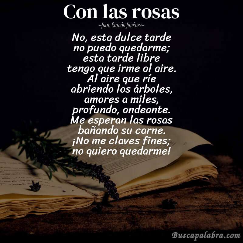 Poema con las rosas de Juan Ramón Jiménez con fondo de libro
