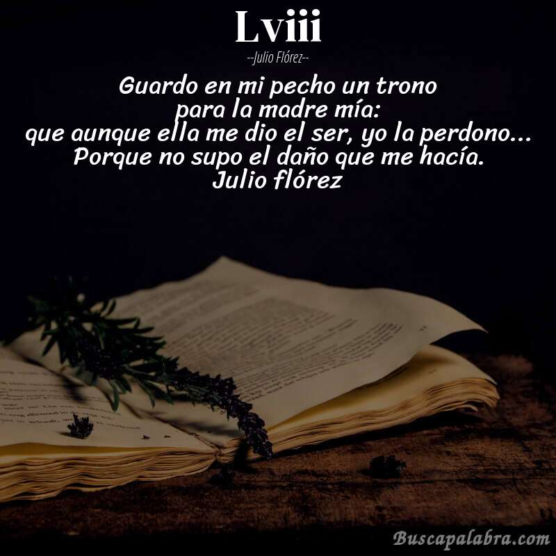 Poema lviii de Julio Flórez con fondo de libro