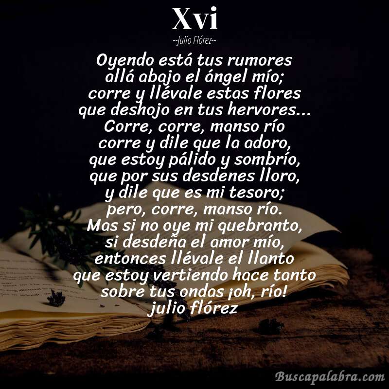 Poema xvi de Julio Flórez con fondo de libro