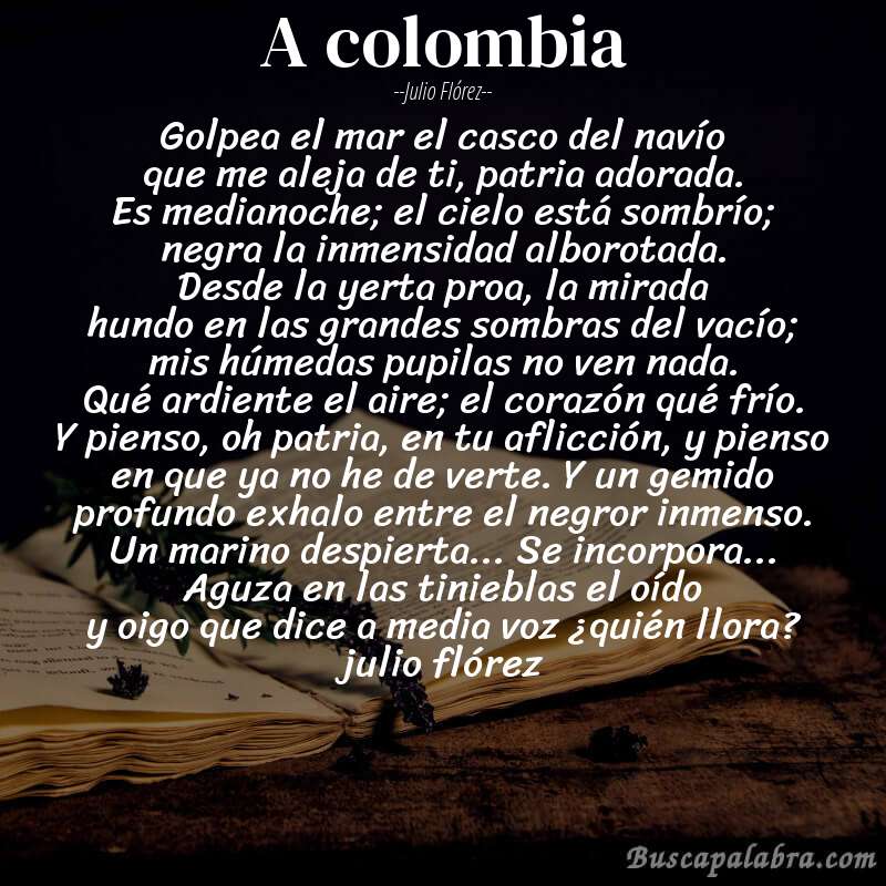 Poema a colombia de Julio Flórez con fondo de libro