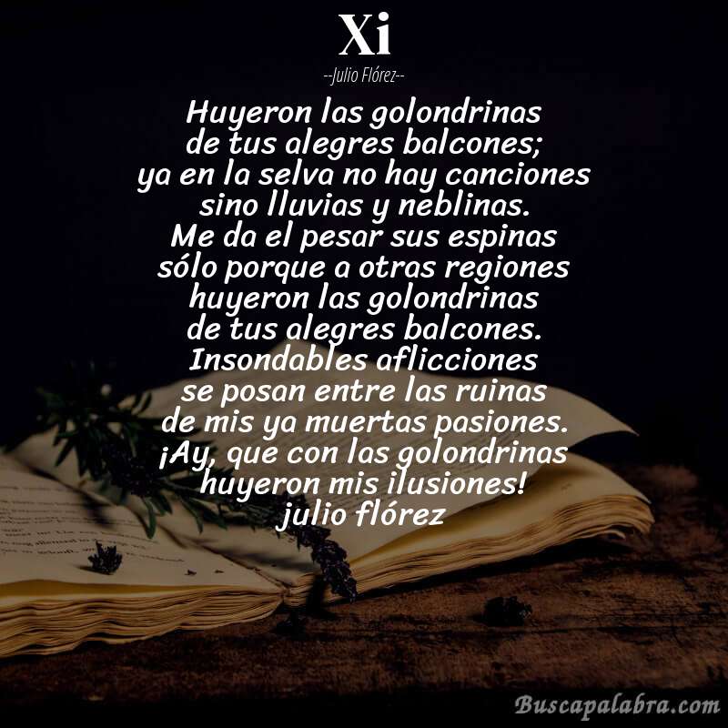 Poema xi de Julio Flórez con fondo de libro