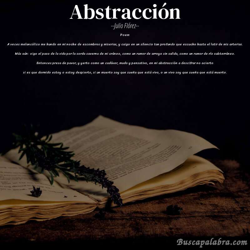Poema Abstracción de Julio Flórez con fondo de libro