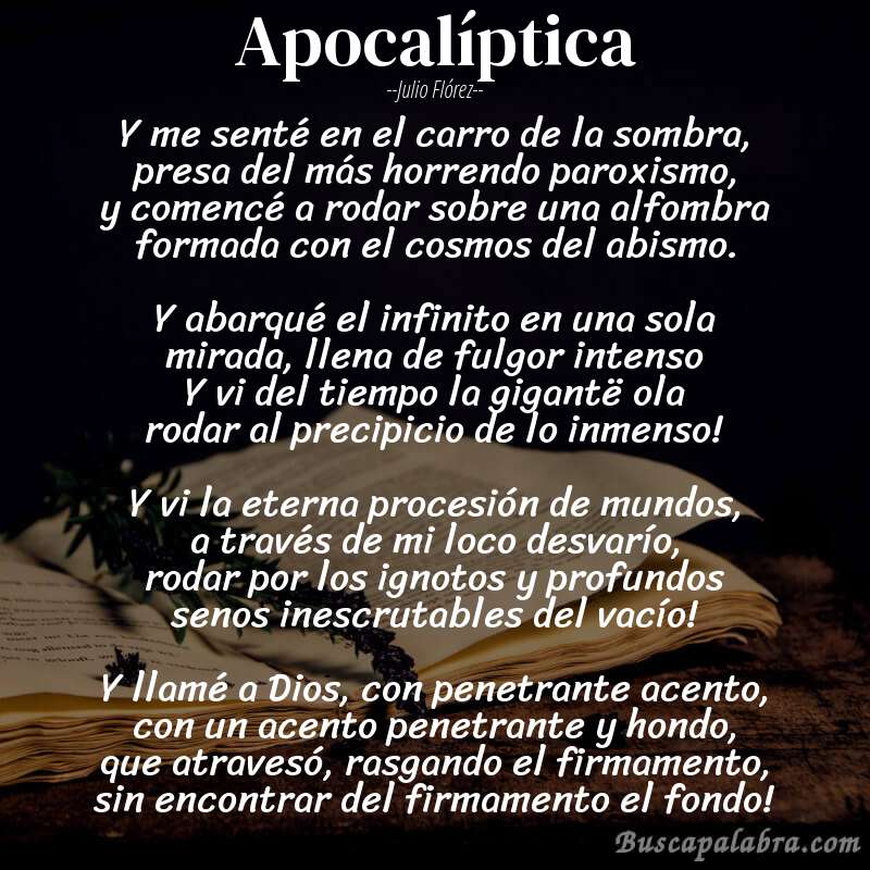 Poema Apocalíptica de Julio Flórez con fondo de libro