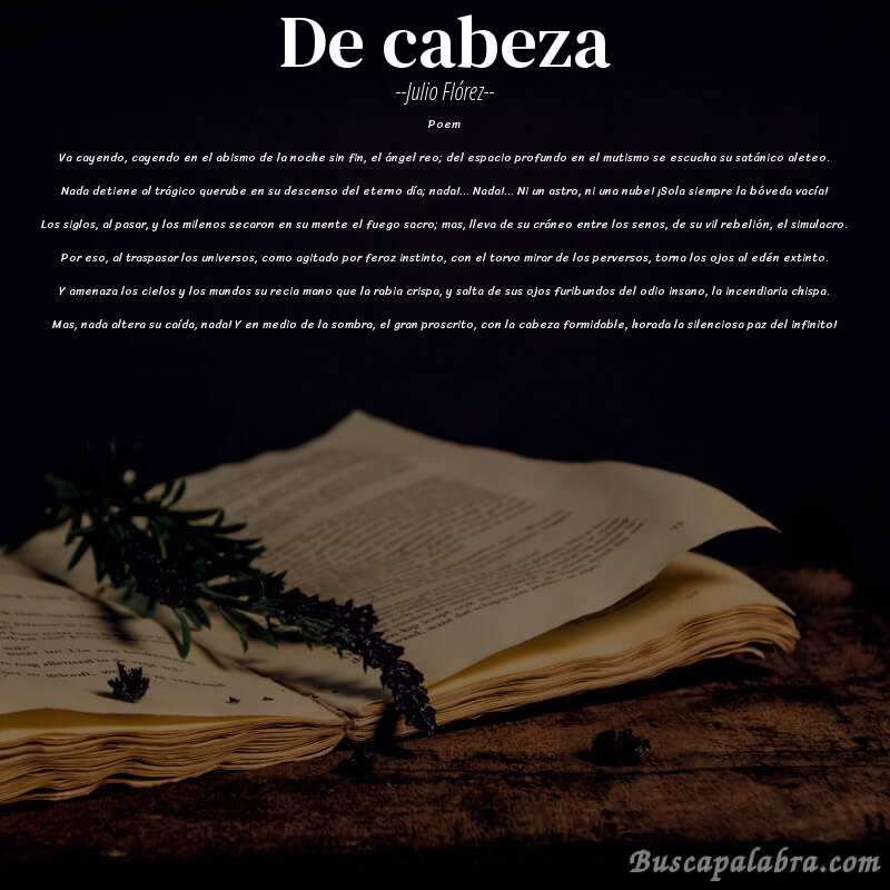 Poema De cabeza de Julio Flórez con fondo de libro