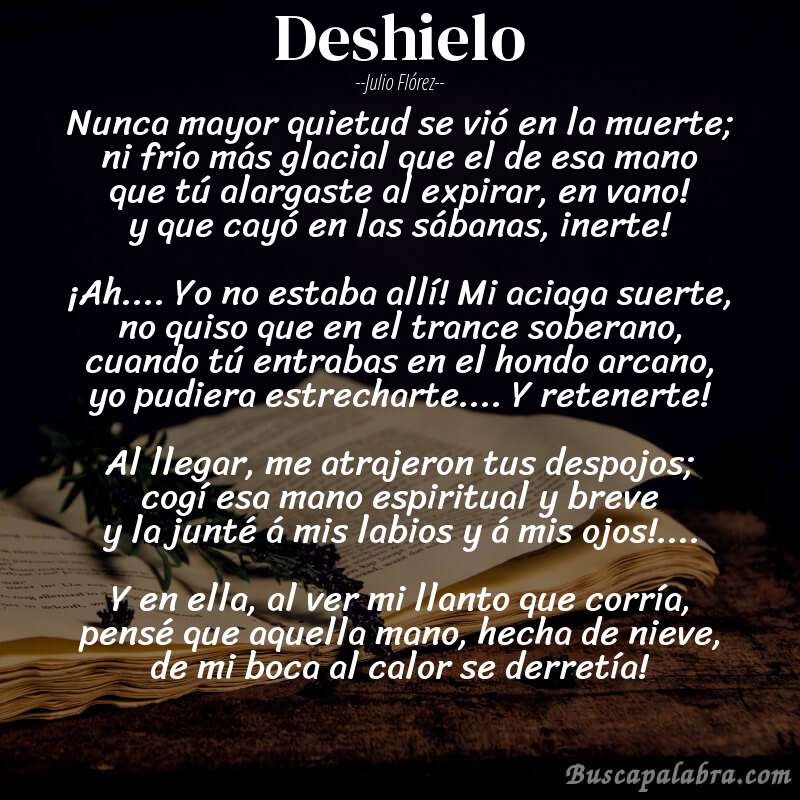 Poema Deshielo de Julio Flórez con fondo de libro