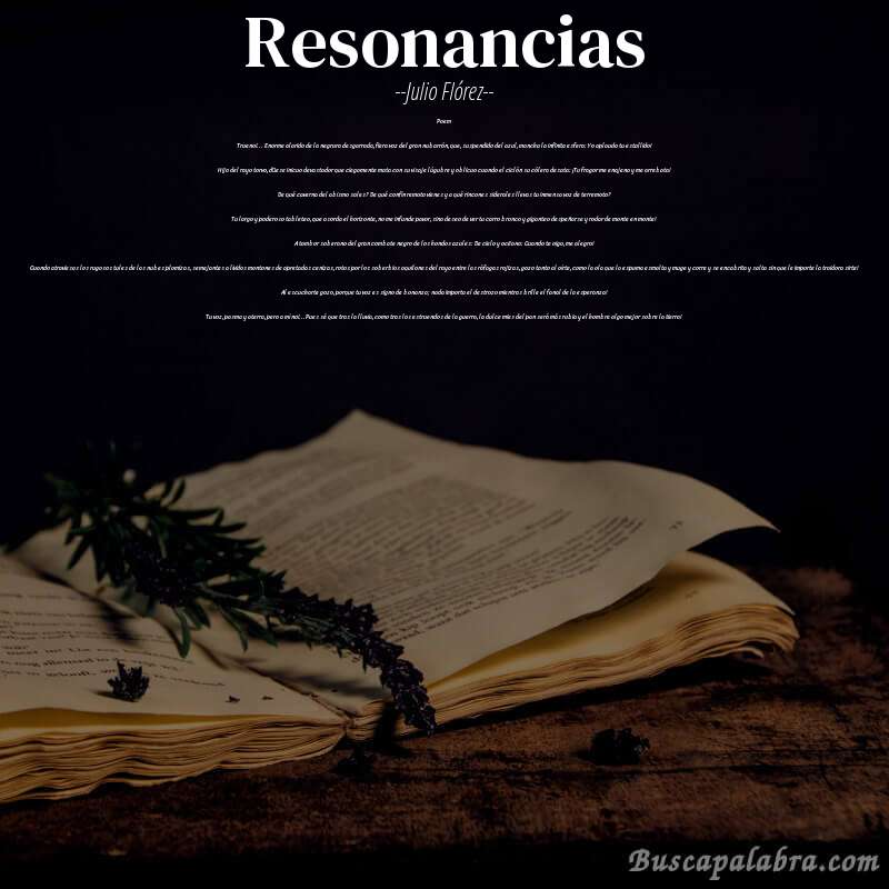 Poema Resonancias de Julio Flórez con fondo de libro