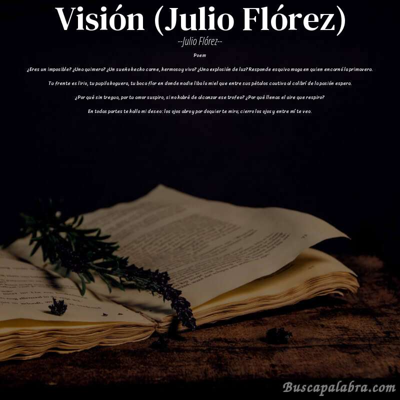 Poema Visión (Julio Flórez) de Julio Flórez con fondo de libro