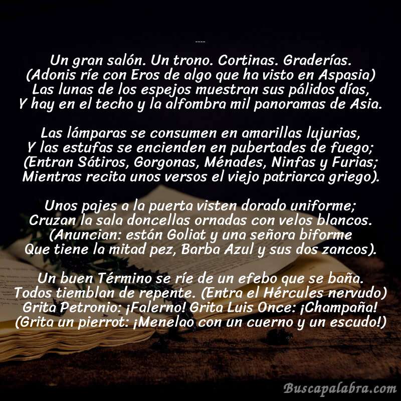 Poema Fiesta popular de ultratumba de Julio Herrera Reissig con fondo de libro