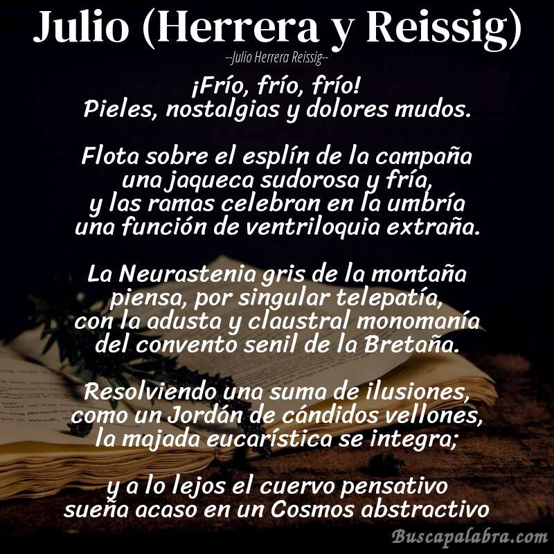 Poema Julio (Herrera y Reissig) de Julio Herrera Reissig con fondo de libro