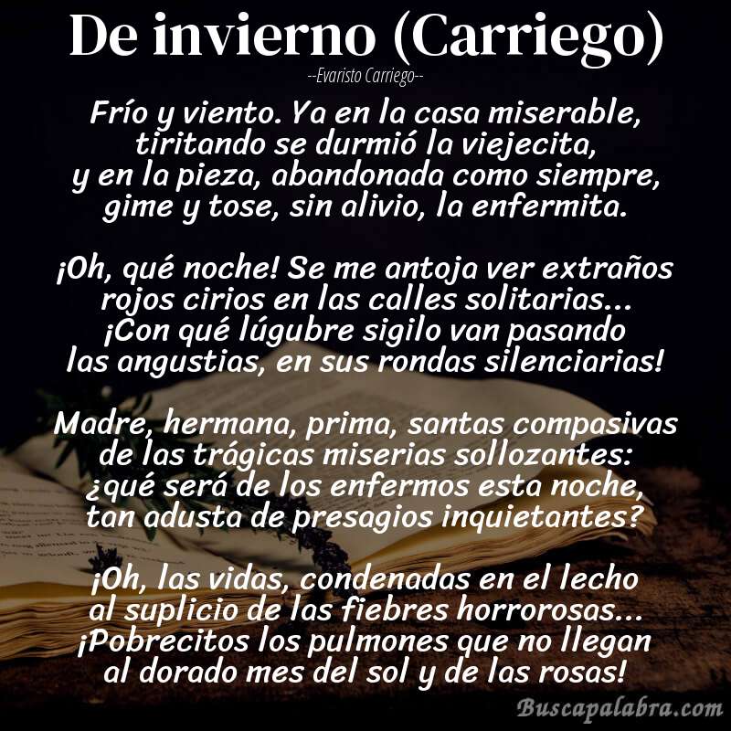 Poema De invierno (Carriego) de Evaristo Carriego con fondo de libro