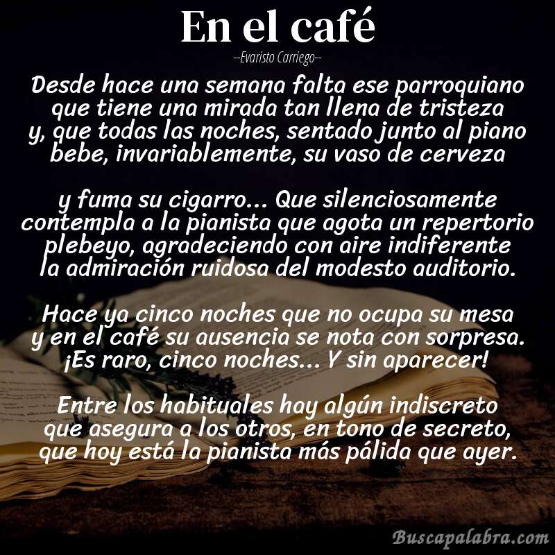 Poema En el café de Evaristo Carriego con fondo de libro