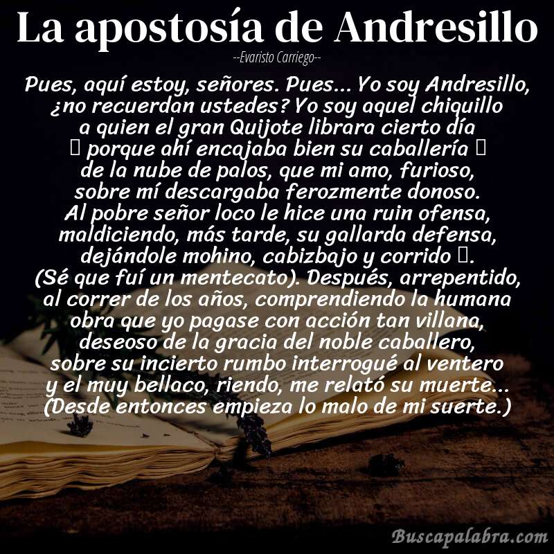 Poema La apostosía de Andresillo de Evaristo Carriego con fondo de libro