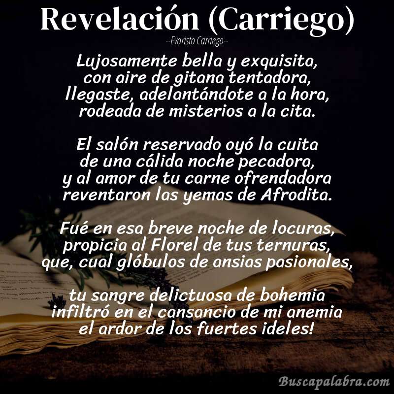 Poema Revelación (Carriego) de Evaristo Carriego con fondo de libro