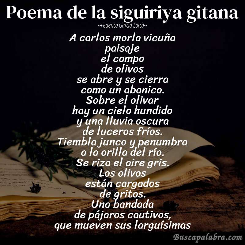 Poema poema de la siguiriya gitana de Federico García Lorca con fondo de libro