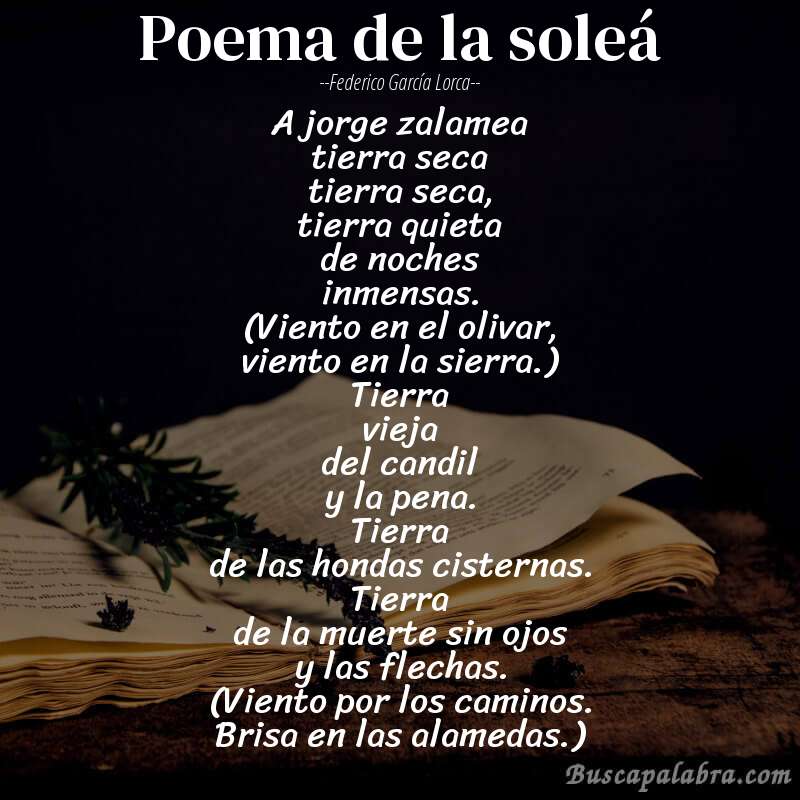 Poema poema de la soleá de Federico García Lorca con fondo de libro