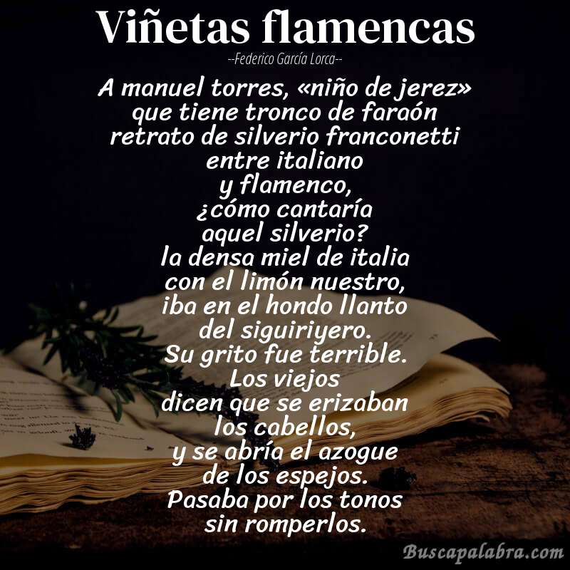 Poema viñetas flamencas de Federico García Lorca con fondo de libro