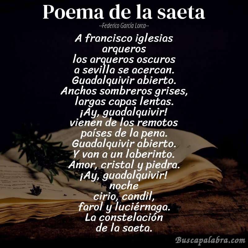 Poema poema de la saeta de Federico García Lorca con fondo de libro