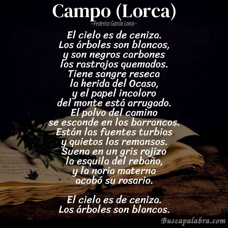 Poema Campo (Lorca) de Federico García Lorca con fondo de libro