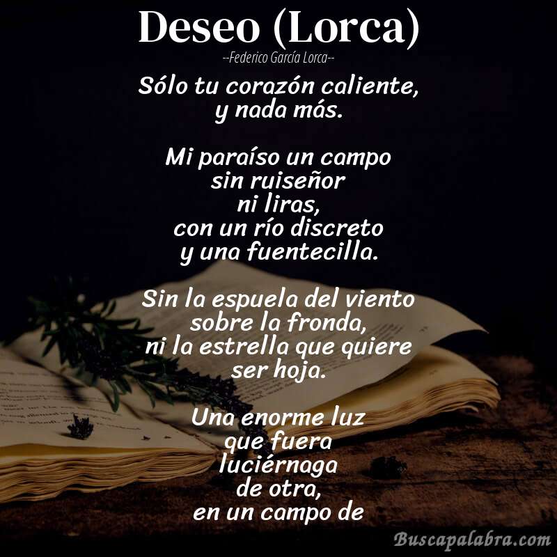 Poema Deseo (Lorca) de Federico García Lorca con fondo de libro