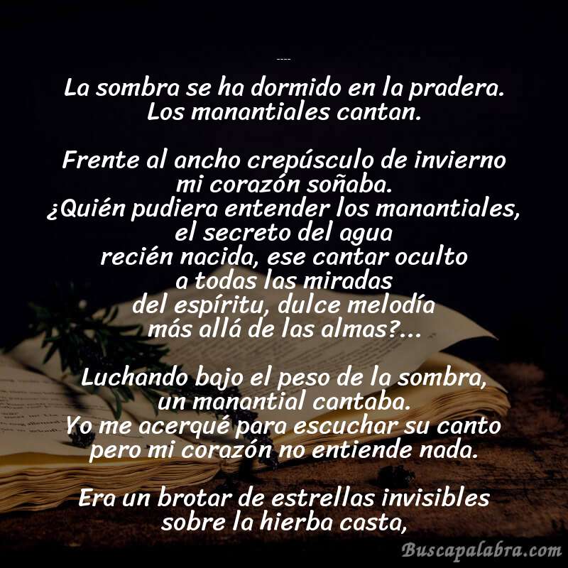 Poema Manantial de Federico García Lorca con fondo de libro