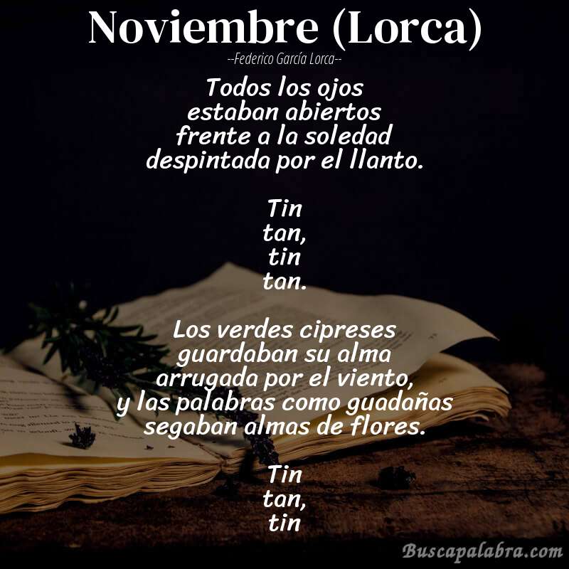 Poema Noviembre (Lorca) de Federico García Lorca con fondo de libro